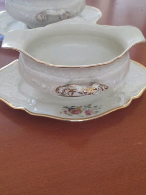 Rosenthal decorative sauce boat and two porcelain tea cups used