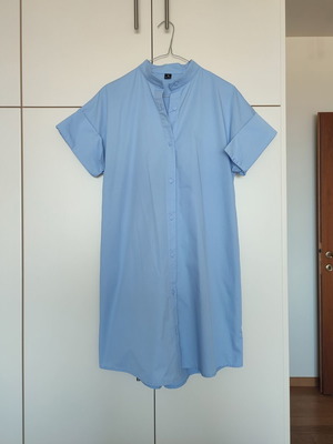 Cotton shirt dress new, medium large, short sleeves with pockets
