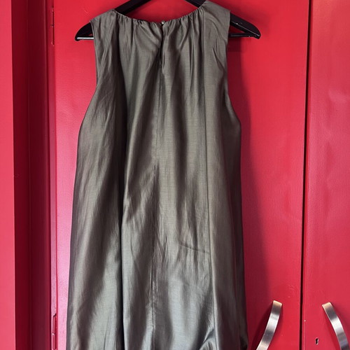 Khaki sleeveless dress with balloon hem like new