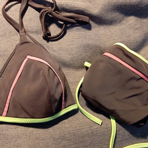 Calzedonia bikini like new, brown with pink and green details