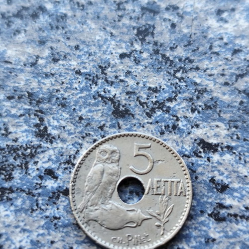 10 Lepta and 5 Lepta Coins 1912 used, nickel, George I era
