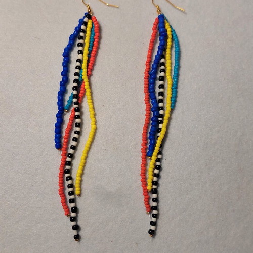 Tropical earrings, colorful, extra long 16cm