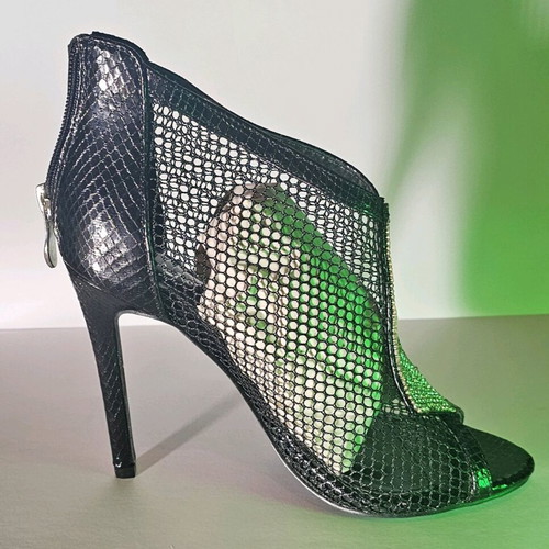 Fishnet high-heeled ankle boots with rhinestones new, size 37, 11cm heel