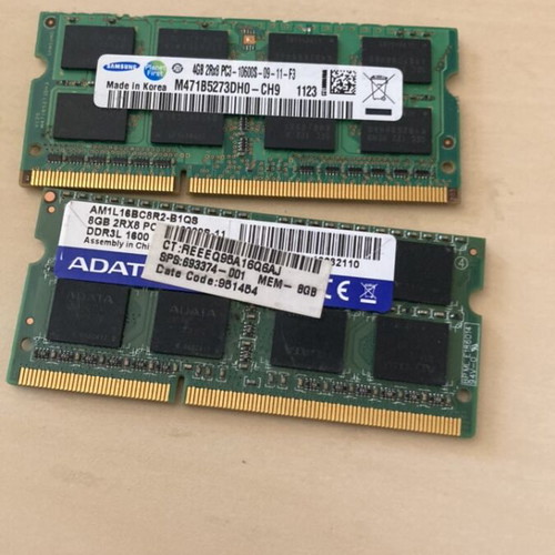 Memory modules used, various types