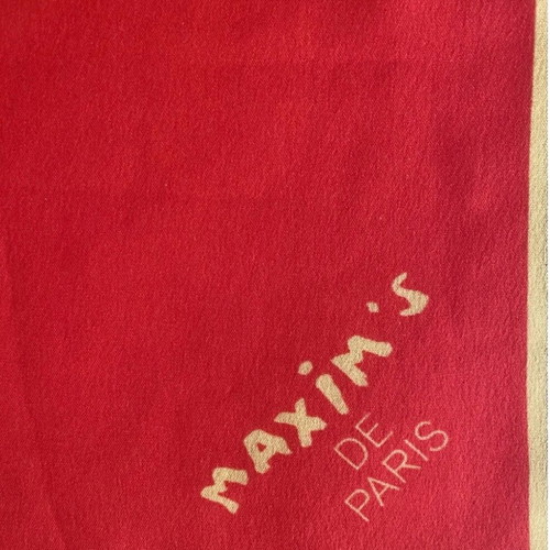 Maxim’s de Paris silk scarf used, women’s, black and red