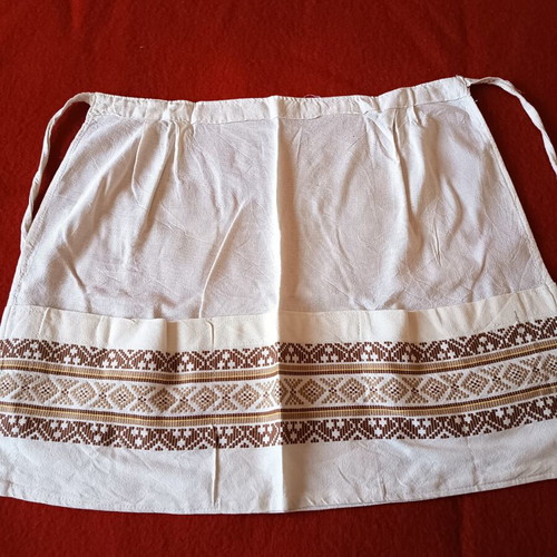 Vin Dance Waist Apron linen fabric with traditional woven design like new