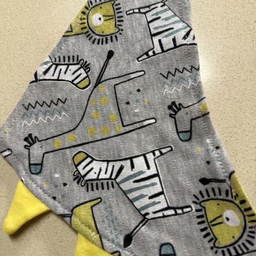 Baby Bandana Bib Grey with Jungle Animals like new