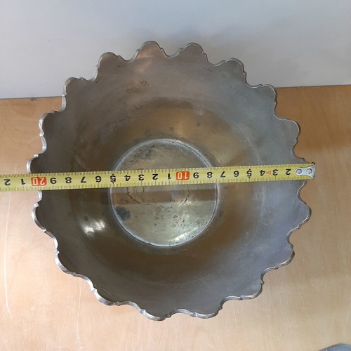 Vintage metal punch bowl with ladle used