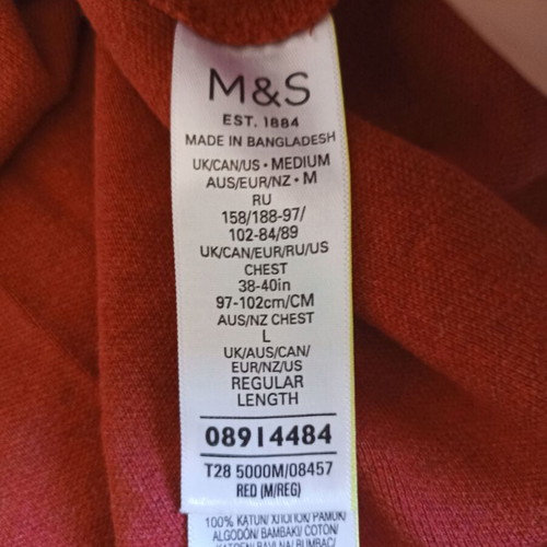 Marks & Spencer men's short-sleeve shirt medium used, red cotton