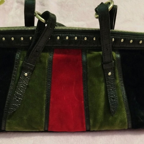 Mazzini vintage leather and velvet handbag like new