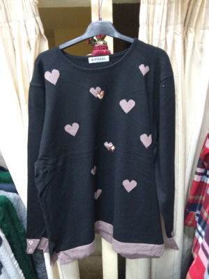 Woolen women's sweater with hearts new, black
