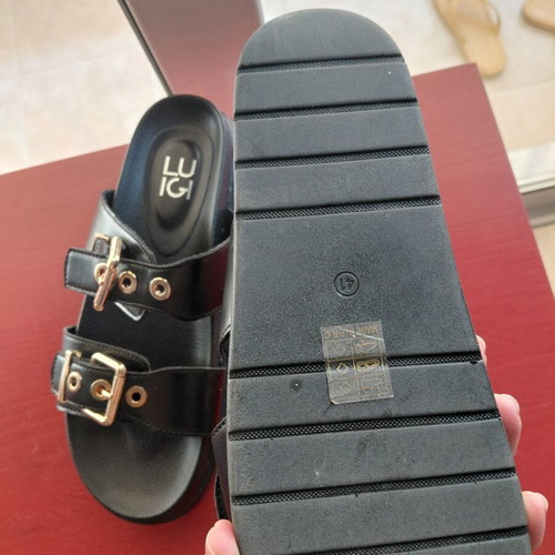 Luigi leather sandals black with gold details, new, size 41