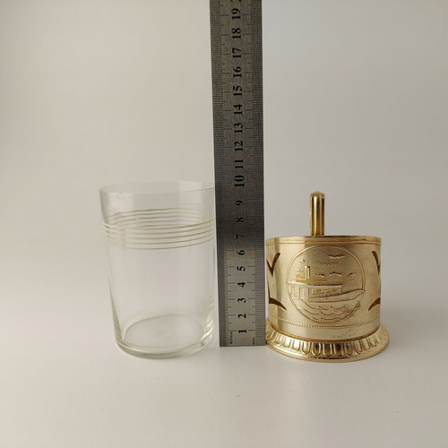 USSR Gorki Tea Glass Holder with Glass used, chip on rim