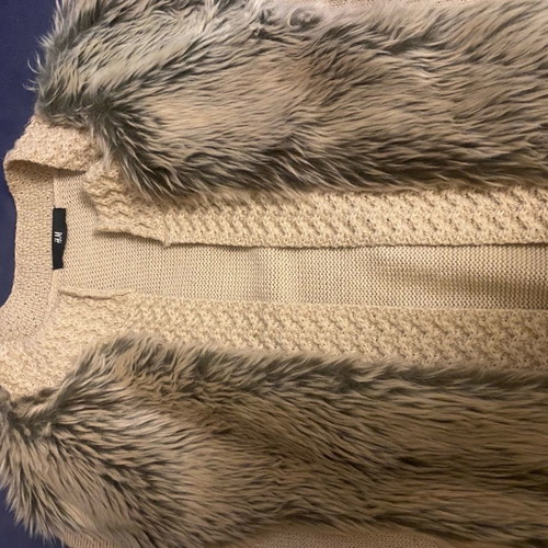 Vest with fur details without belt, size M, beige