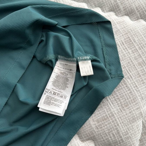 Adidas shirt used, turquoise, size M missing two stripes