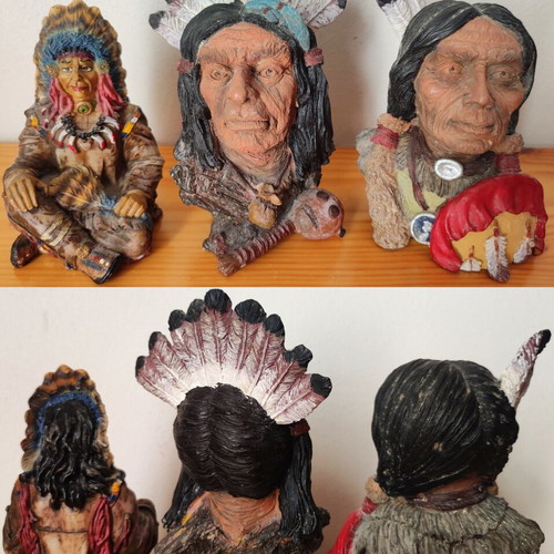 Vintage Native American miniature figures used, set of 7