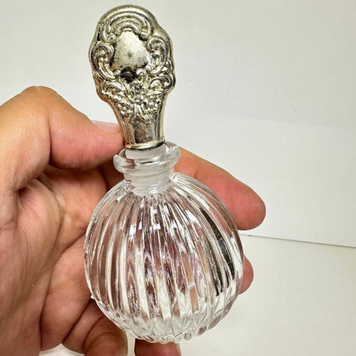 Vintage crystal perfume bottle, Victorian Baroque style