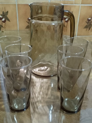 Luminarc Tornado vintage glass set with jug, smoked brown
