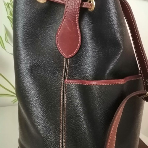 Trussardi shoulder and crossbody bag used black with brown leather details