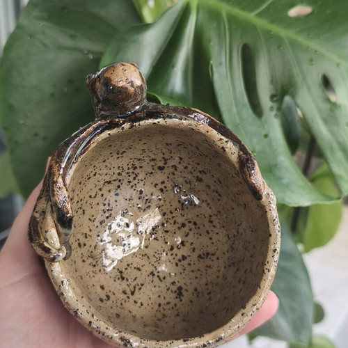 Handmade ceramic octopus cup with handle