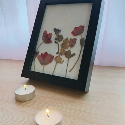 Handmade frame with real dried flowers and wildflowers new