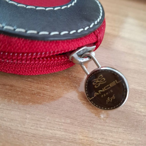 Lancel round wallet like new, brown and red