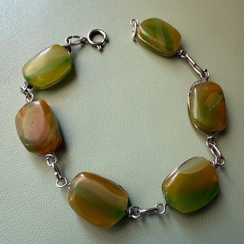 Vintage handmade silver 800 bracelet used with stones