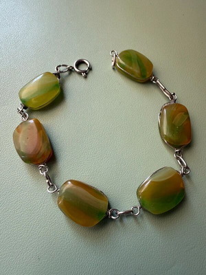 Vintage handmade silver 800 bracelet used with stones