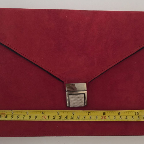 Dune London Red Suede Envelope Clutch Bag