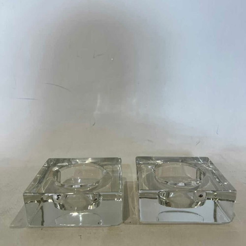 Glass candle holders set of 2 used, 2.5x7.5 cm