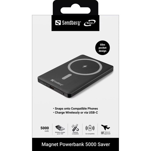 Sandberg Magnet Powerbank 5000 Saver with wireless charging