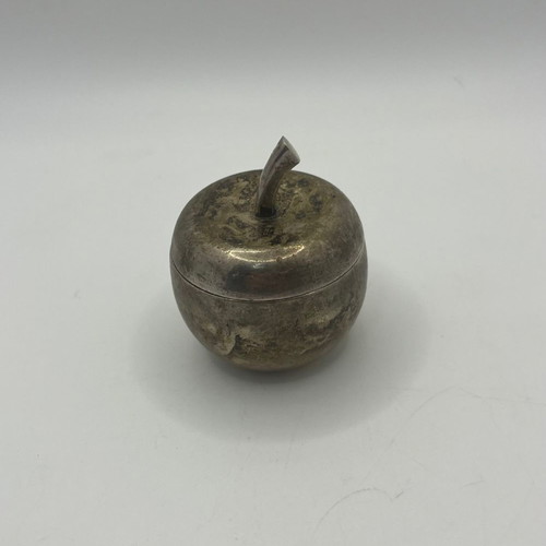 Small silver-plated apple-shaped case used