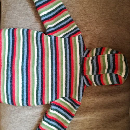 Benetton baby coat used for boy 3-6 months striped with hood