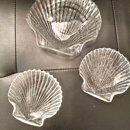 Kosta Boda glass seashell decorations, set of 3