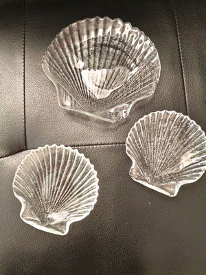 Kosta Boda glass seashell decorations, set of 3