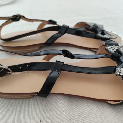 Girls black strap sandals like new with diamante detail size 36 Migato