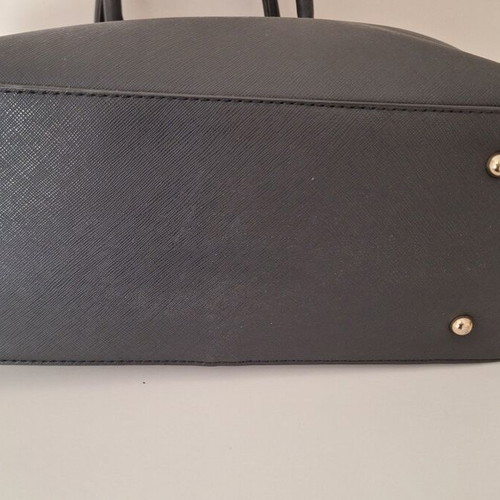 Black office laptop bag for women, saffiano faux leather