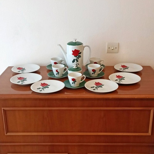 Vintage porcelain coffee and dessert set Seltmann Weiden Bavaria used