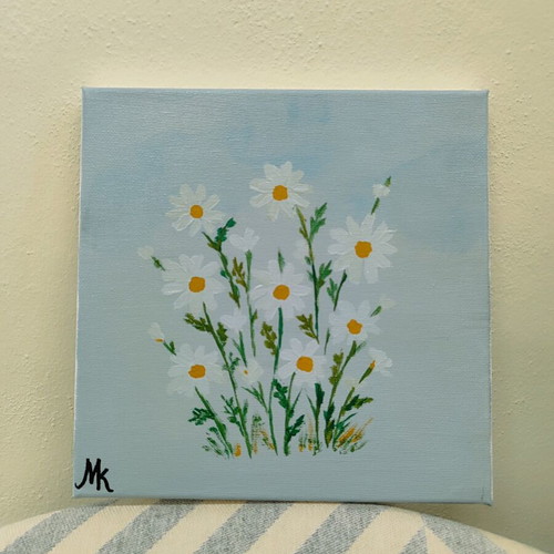 Handmade canvas with daisies new, size 20×20