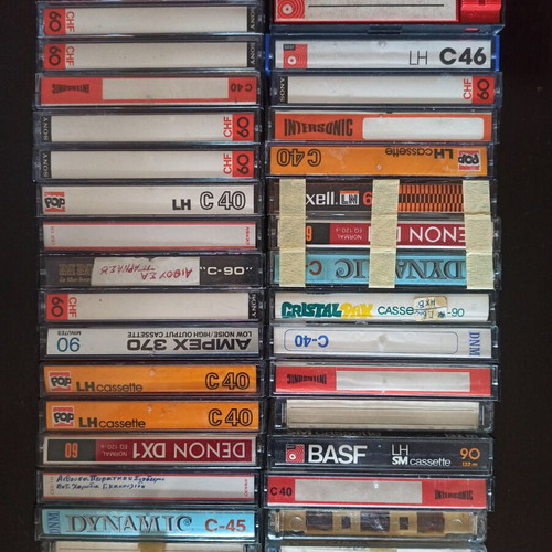 Cassette tapes used, pack of 74, recorded or for re-recording