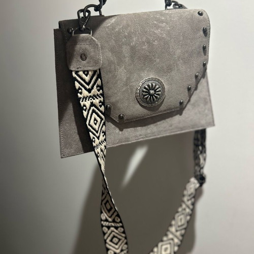Bonendis crossbody bag gray suede like new