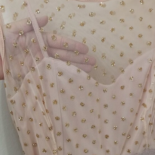 Formal dress pink gold with chest transparency size large new