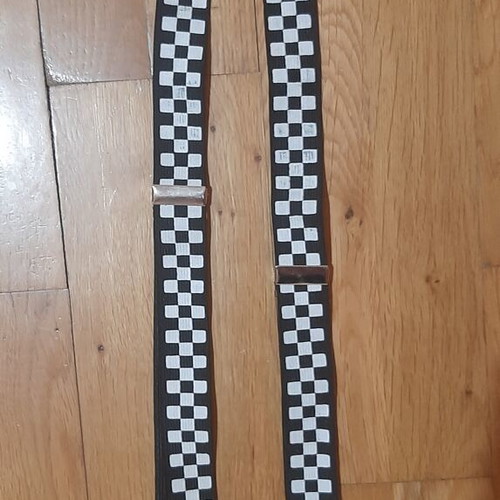 Black and white checkered suspenders like new, adjustable