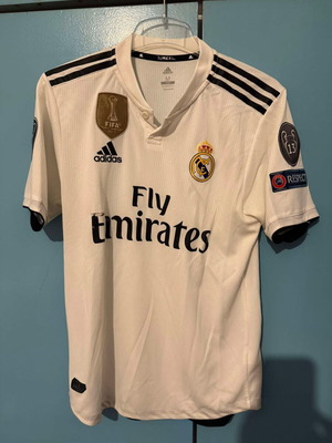 Real Madrid jerseys like new, size M, red kit S, polo S