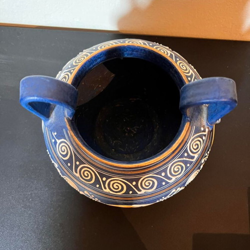 Decorative ceramic amphora used, handmade