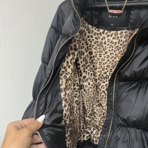 Lynne Jacket Like New Black With Leopard Lining And Hidden Hood