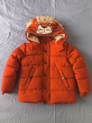 Dpam boys' waterproof jacket new, orange lion design, size 110 cm