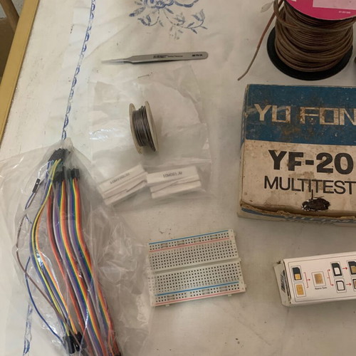 Electronic tools and components used for DIY projects, set