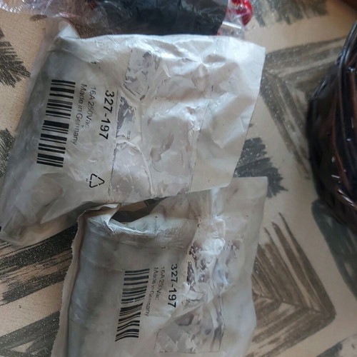 Power plugs sealed, 2 female and 1 male, new