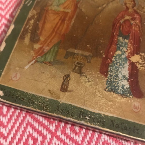Antique religious icon used from the Holy Land 1934